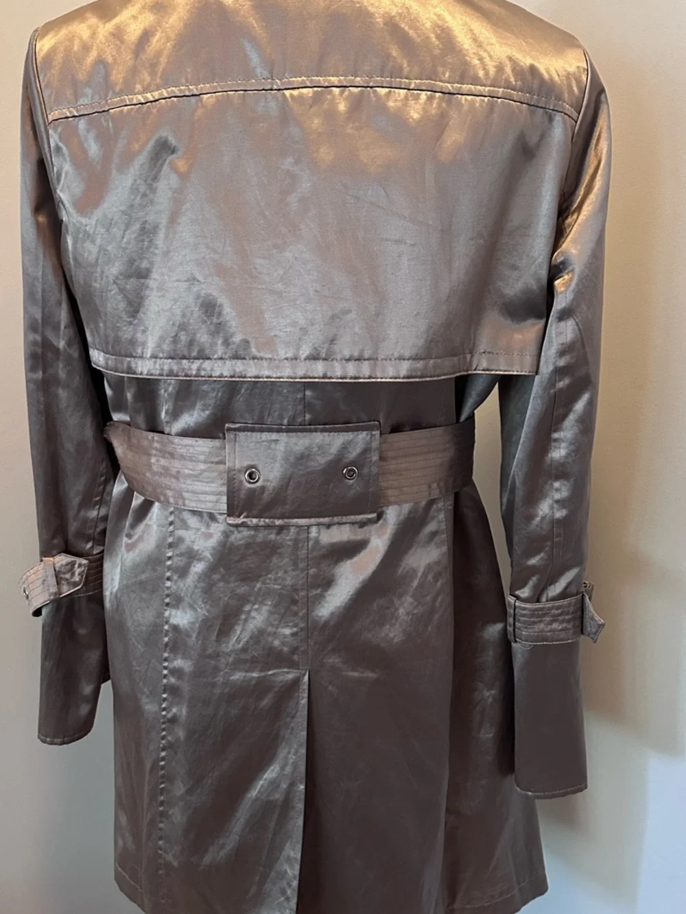 Metallic Gold Trench Coat with Belt - Picture 10 of 14